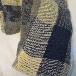 New Blue & Beige Plaid Unisex Winter Scarf Wrap Shawl